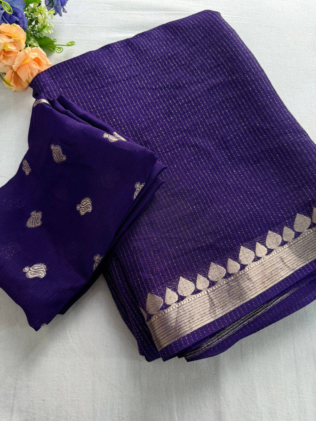 RICHA- Premium Viscose Saree X Gold Border Work