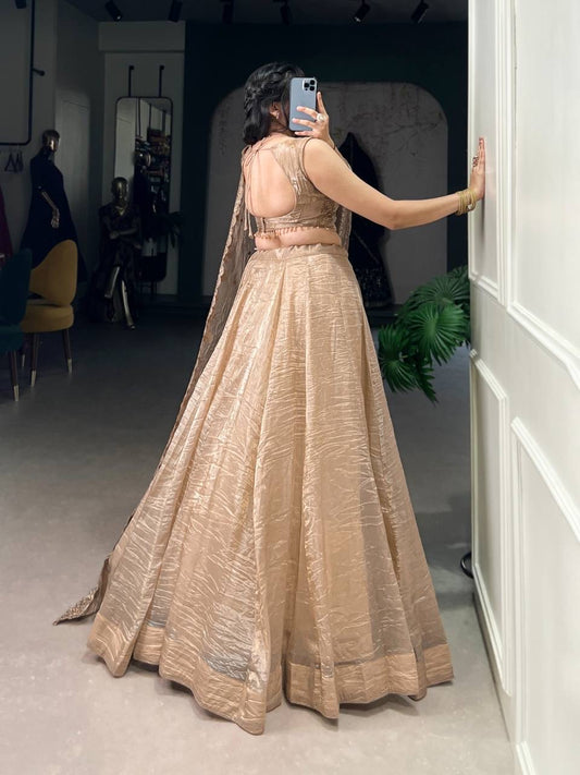 Champagne Gold Crush Lehenga