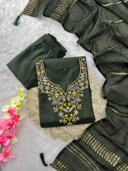 Dark Green Comfy Kurti Set