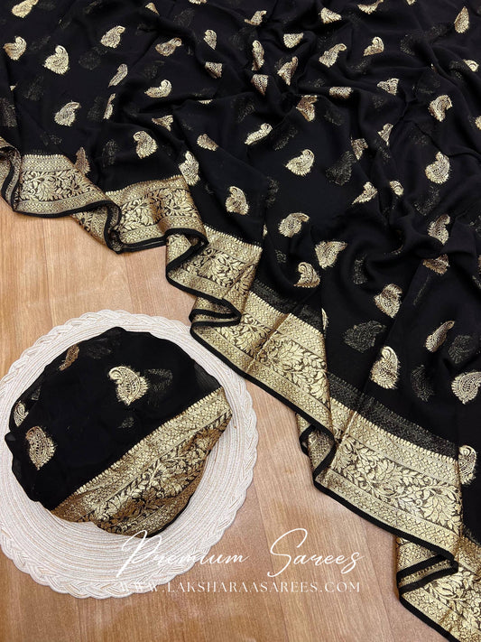 Viscose Georgette Saree x Gold Zari