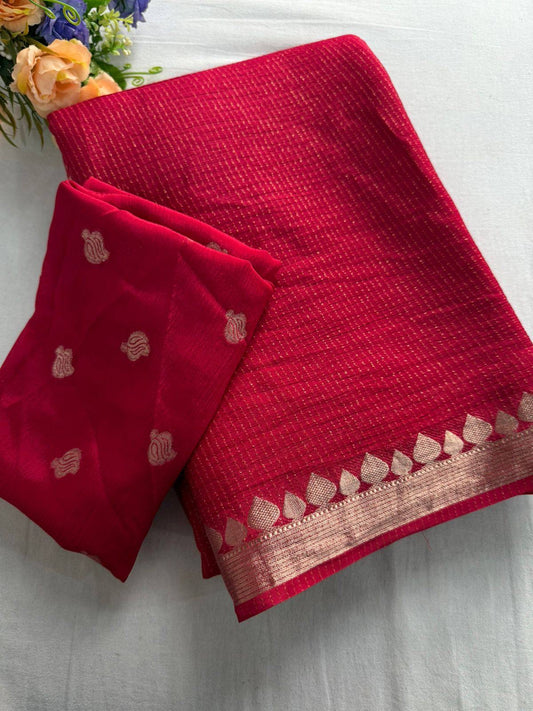 RICHA- Premium Viscose Saree X Gold Border Work