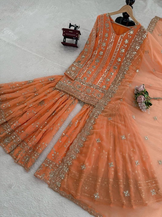 Diwali Special — Premium Orange Premium Sharara Suit
