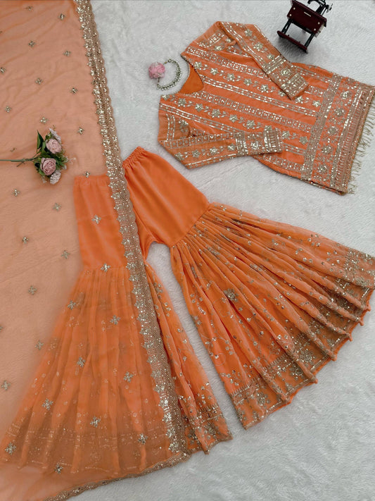 Diwali Special — Premium Orange Premium Sharara Suit