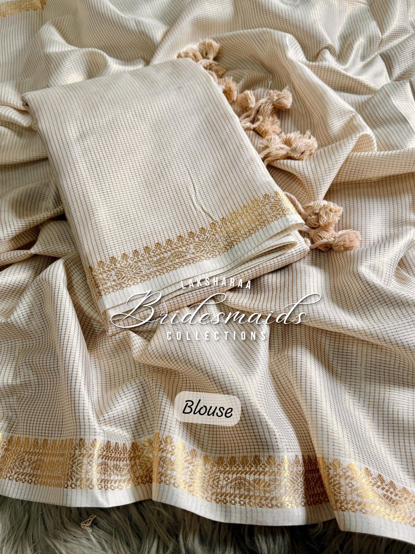 Bridesmaid Special - Kasavu Cream X Gold Saree