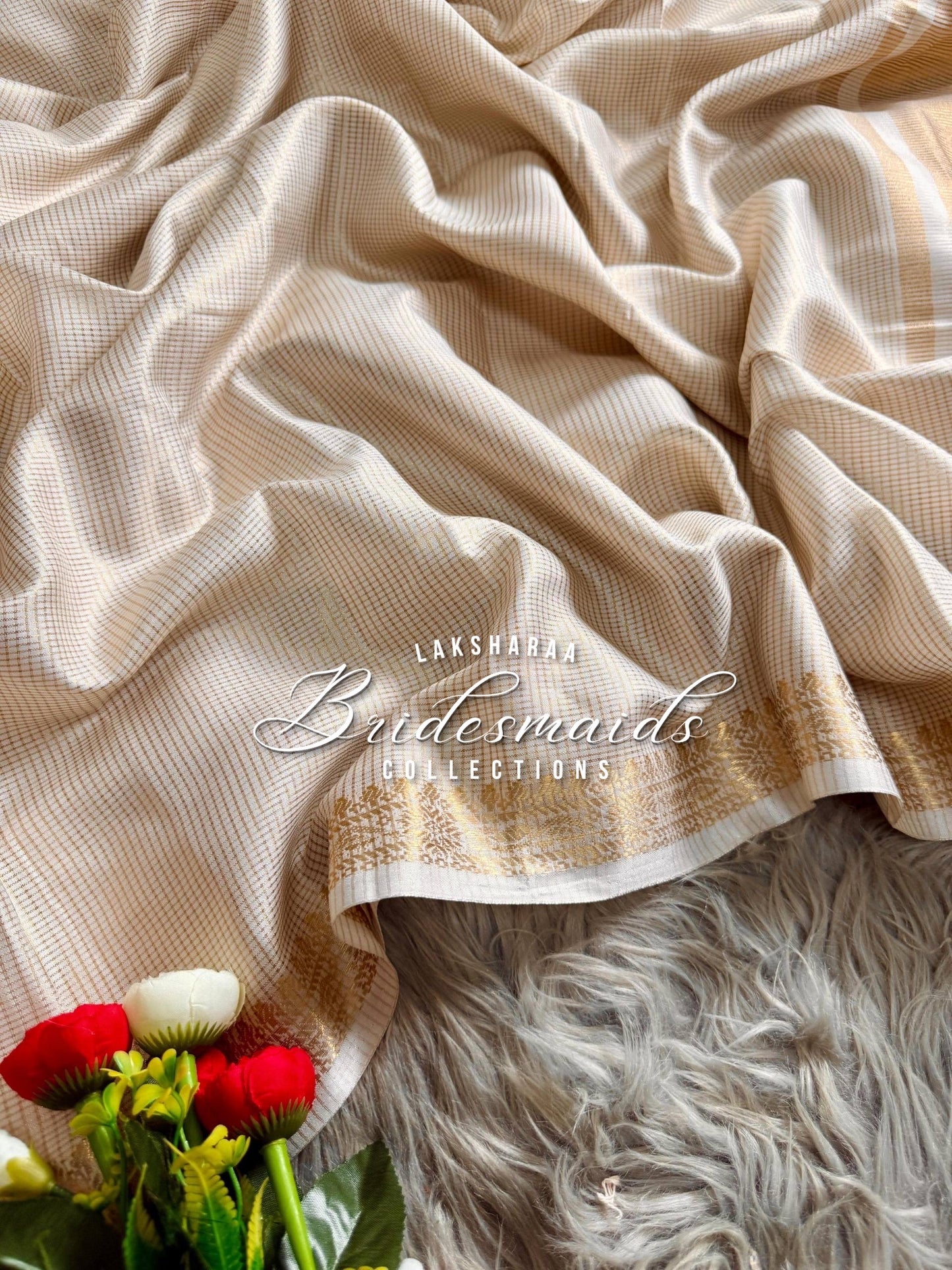 Bridesmaid Special - Kasavu Cream X Gold Saree