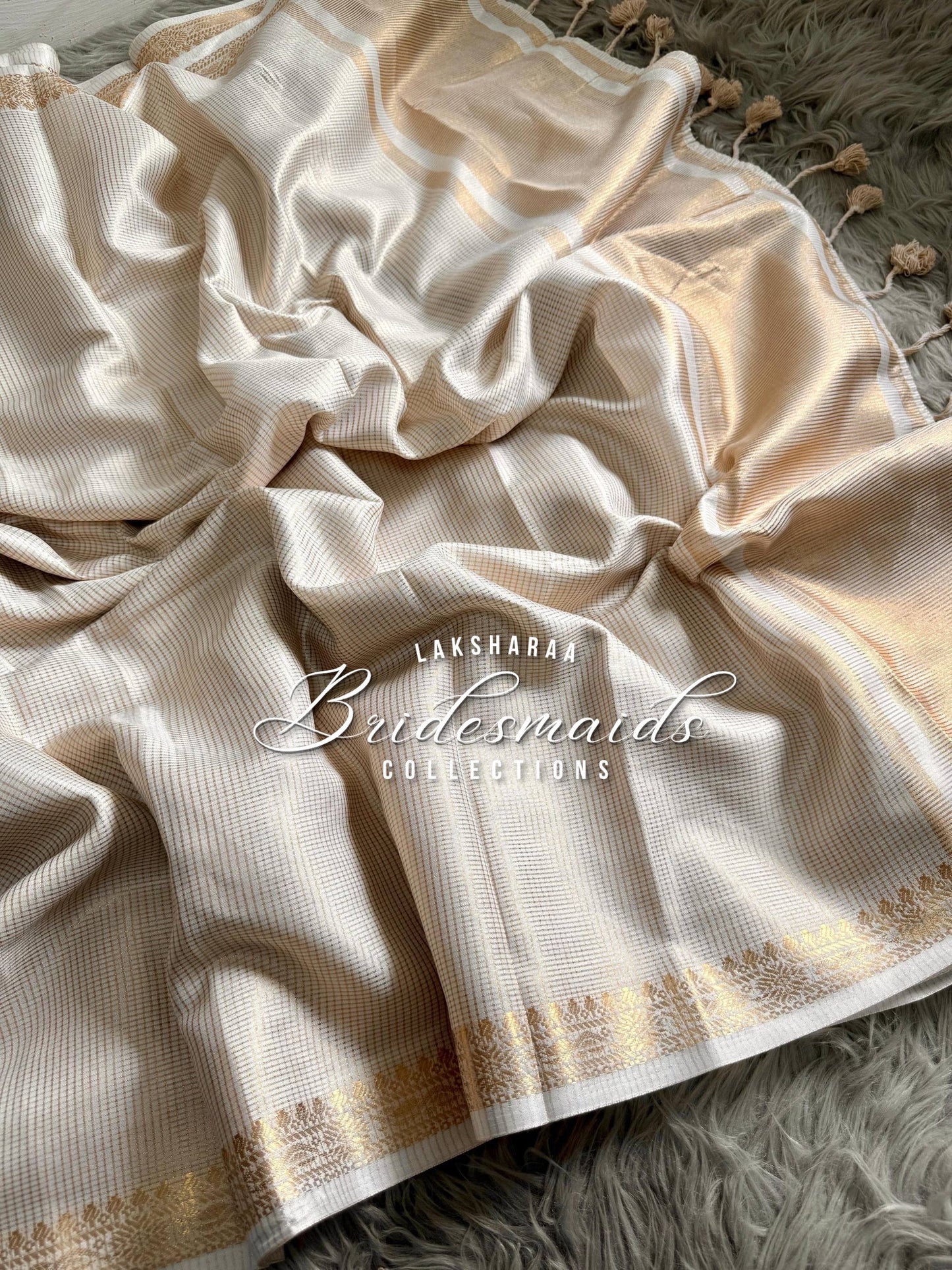 Bridesmaid Special - Kasavu Cream X Gold Saree