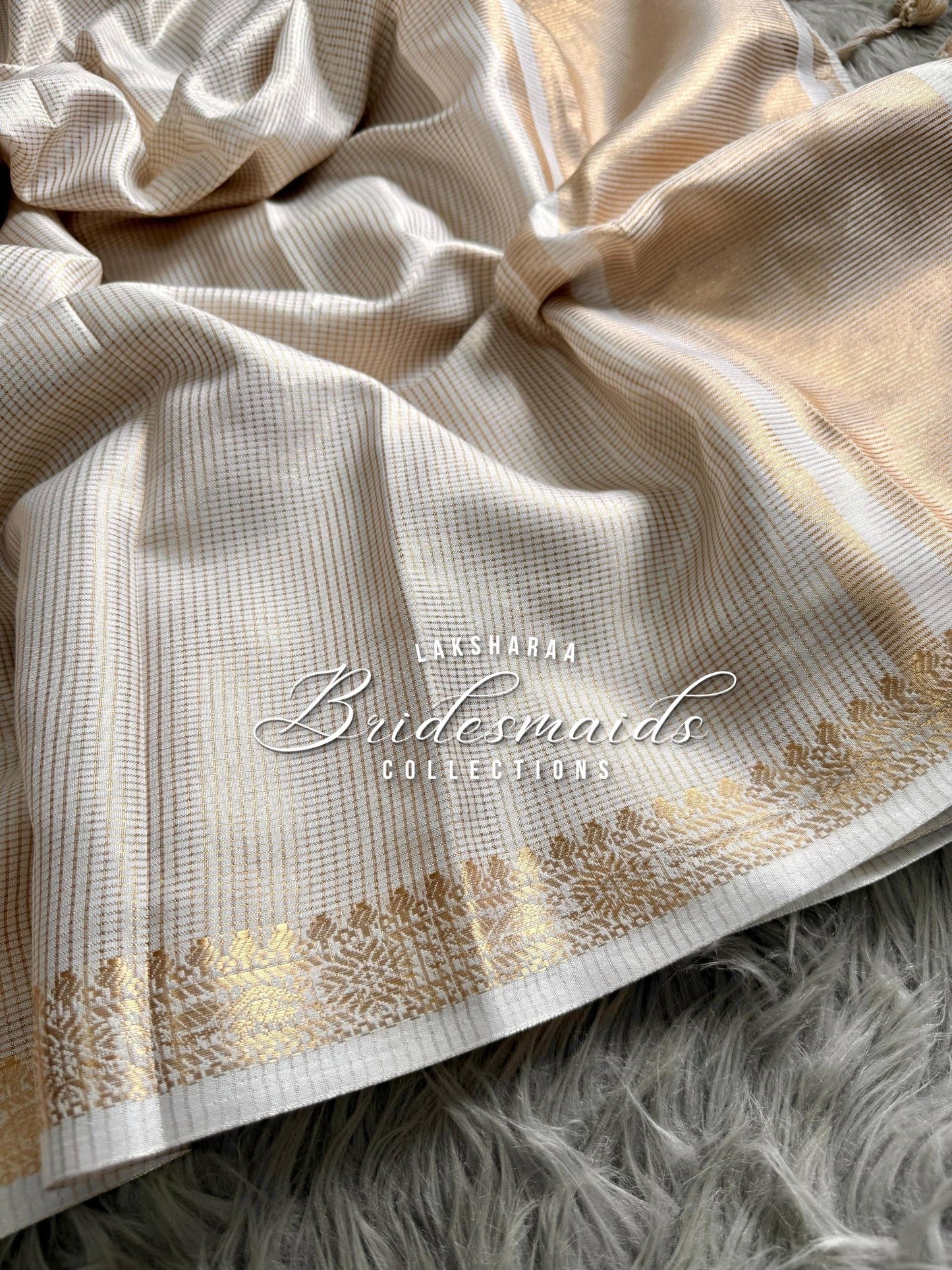 Bridesmaid Special - Kasavu Cream X Gold Saree