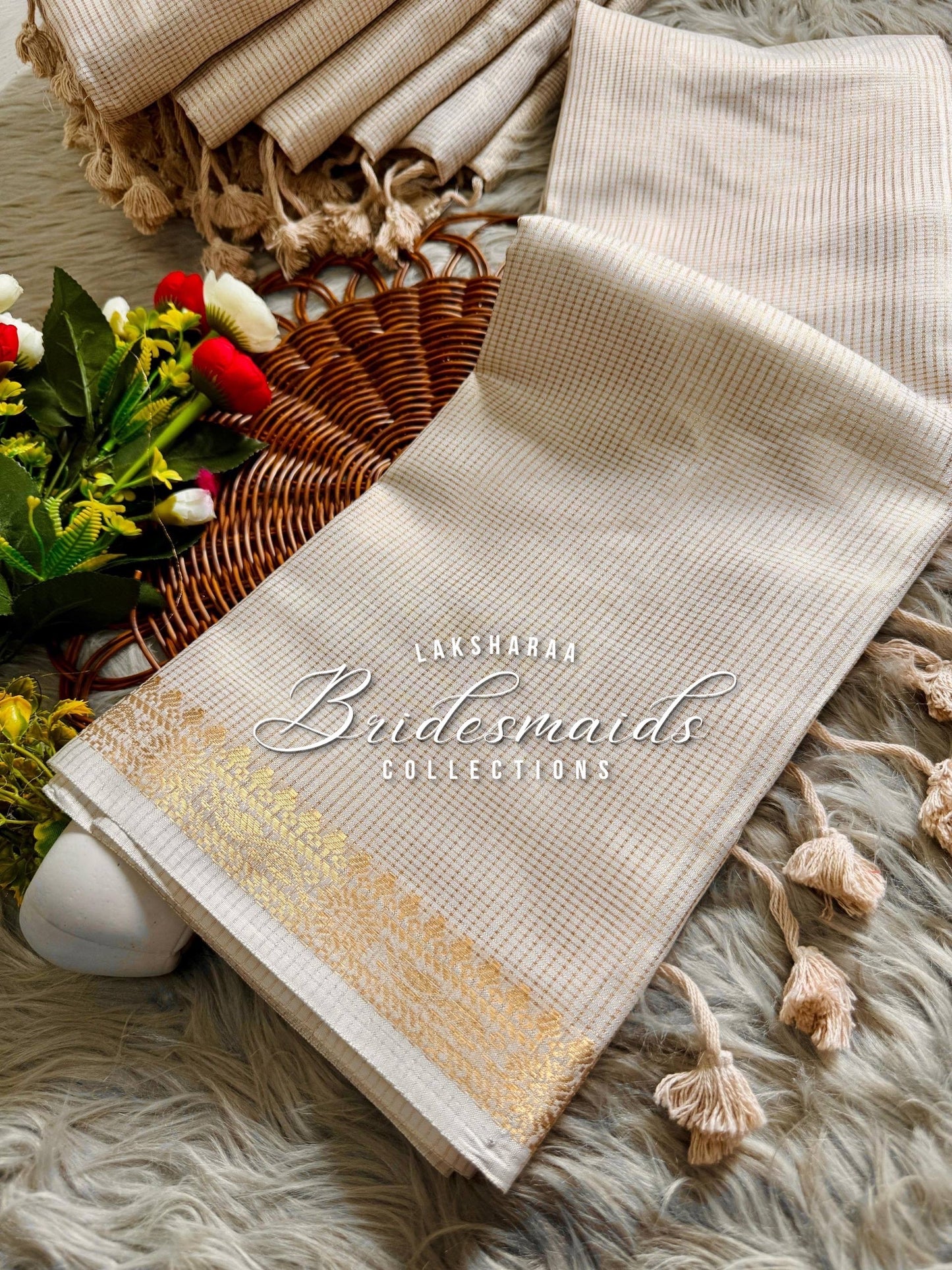 Bridesmaid Special - Kasavu Cream X Gold Saree