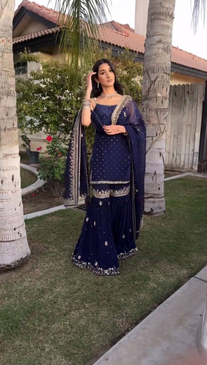 ELINE - Premium Blue Sharara Suit