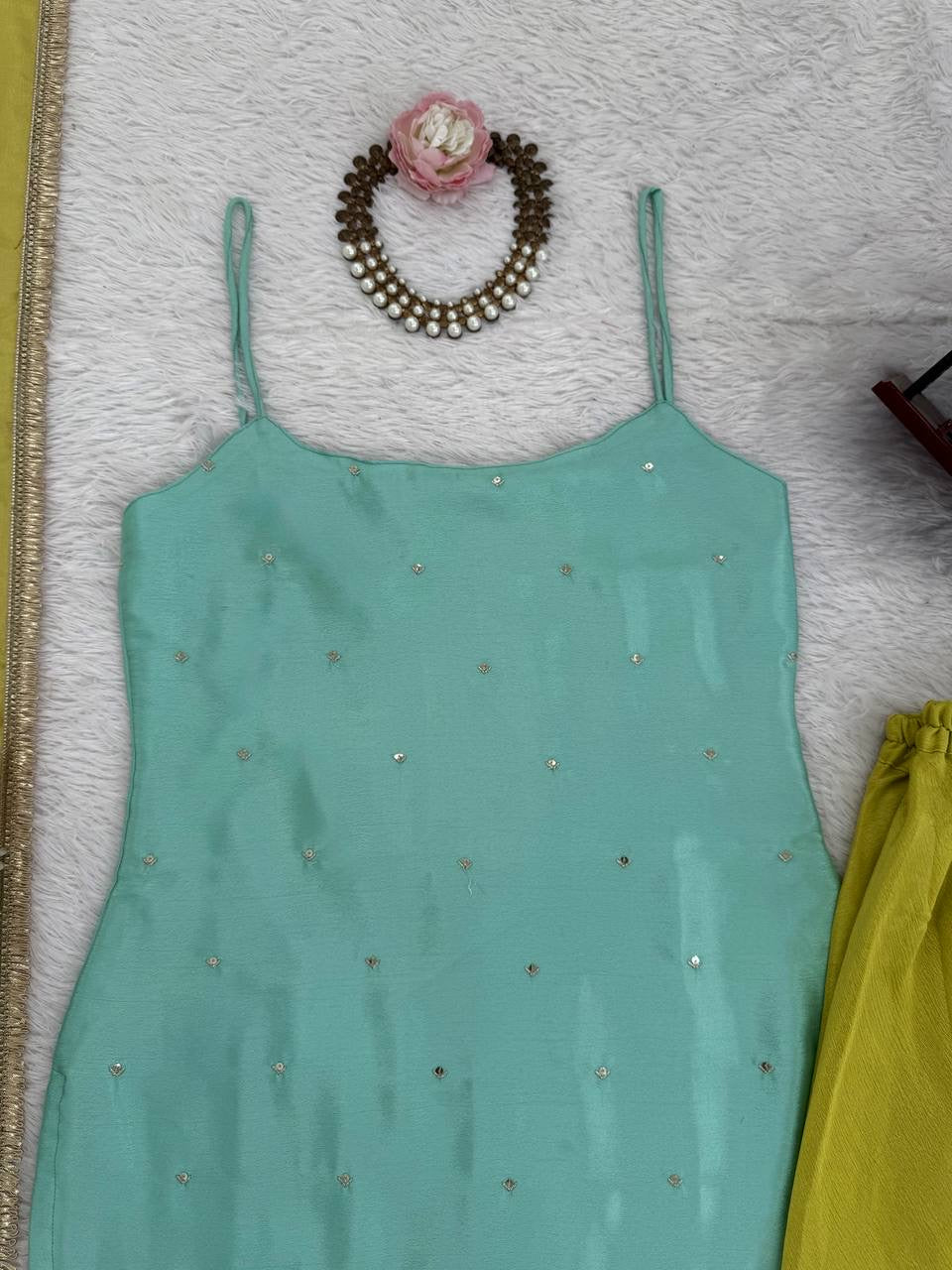 Diwali Special — Green x Turquoise Pallazo Suit