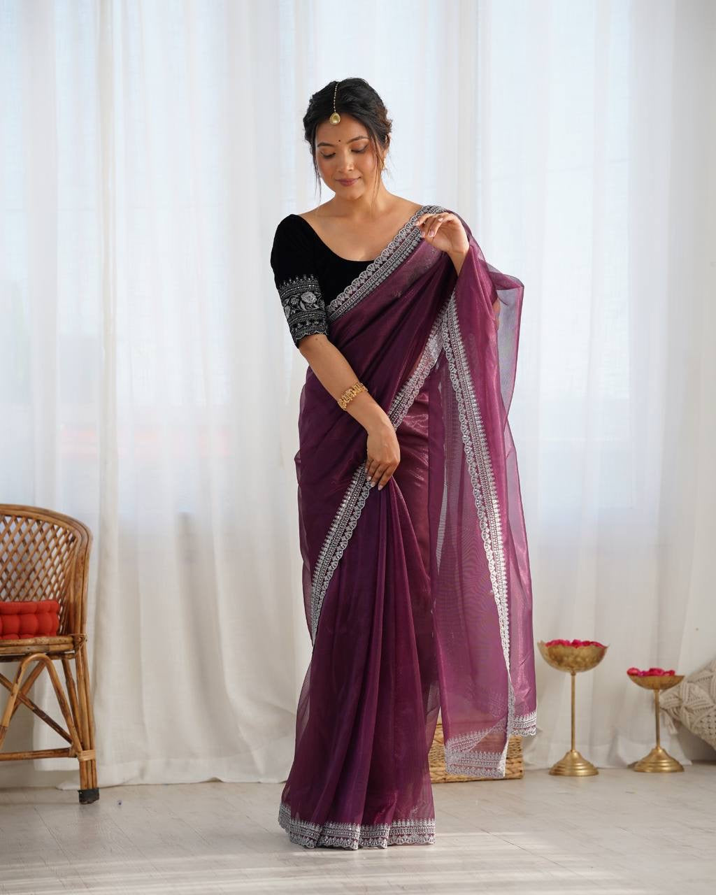 LORI — Beautiful Twill Net Dinner Saree