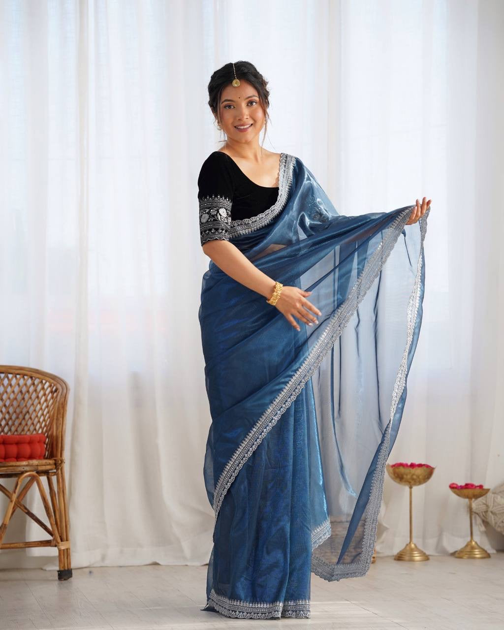 LORI — Beautiful Twill Net Dinner Saree
