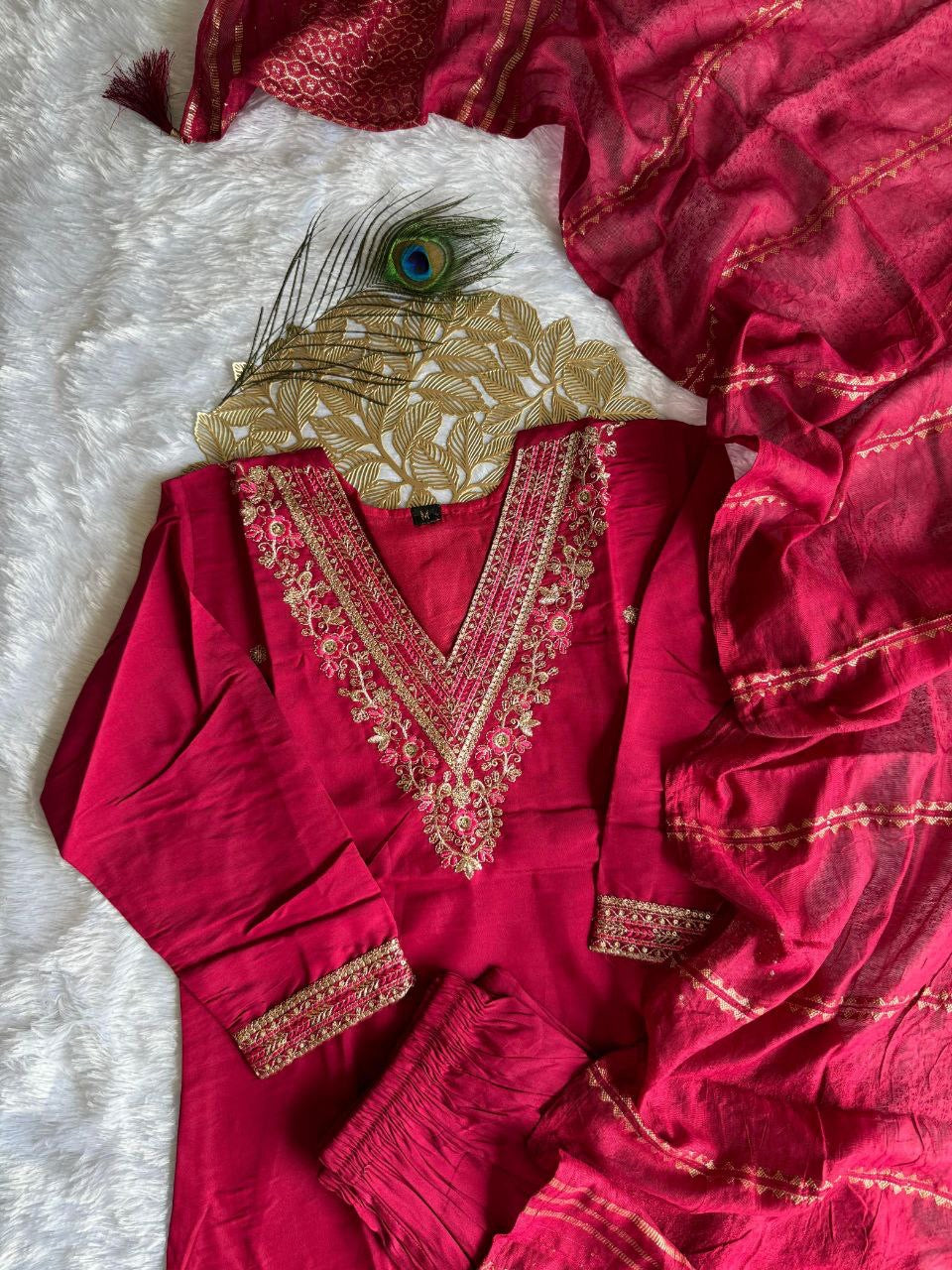 Hot Pink Floral Kurti Set