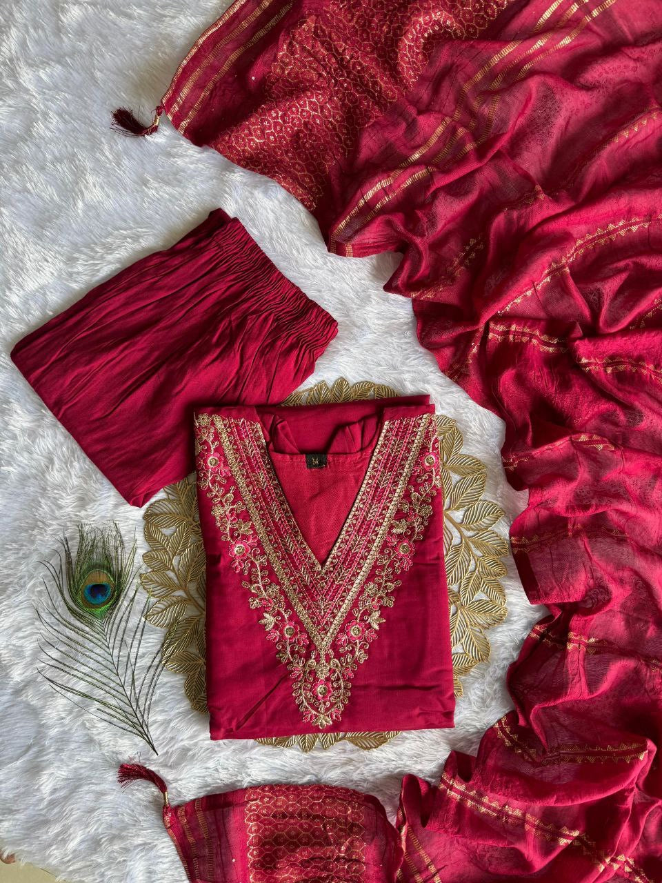 Hot Pink Floral Kurti Set