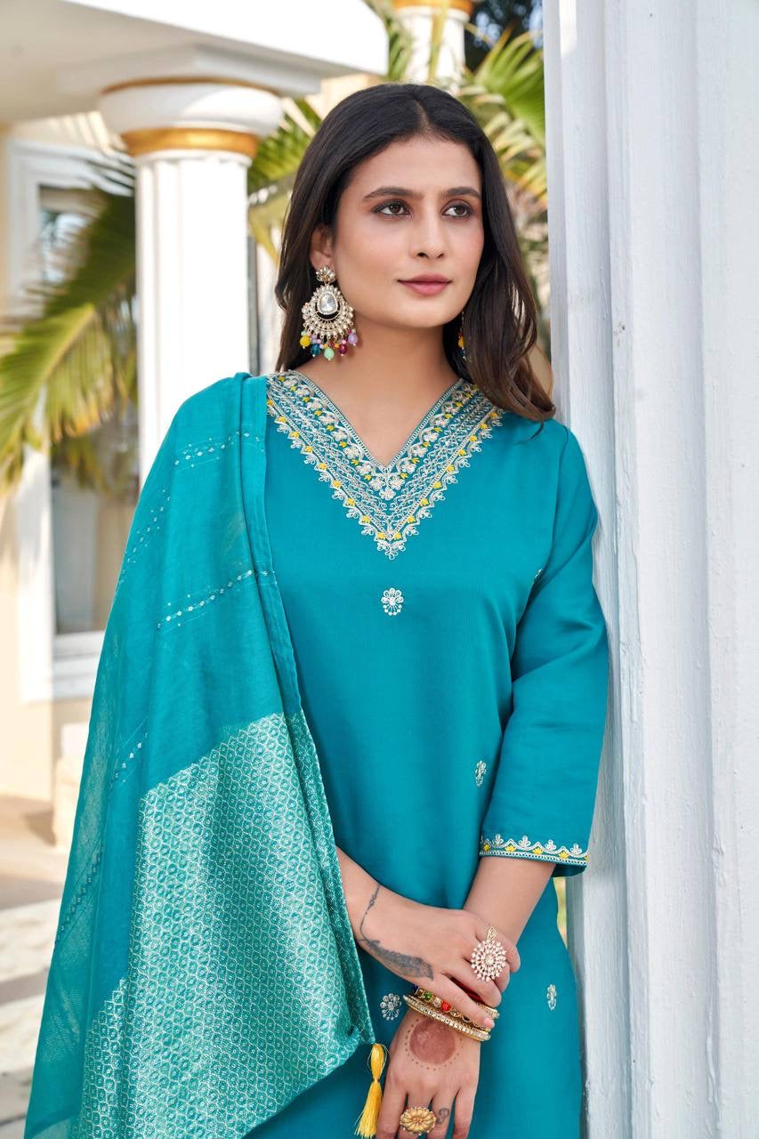 Seagreen Floral Kurti Set
