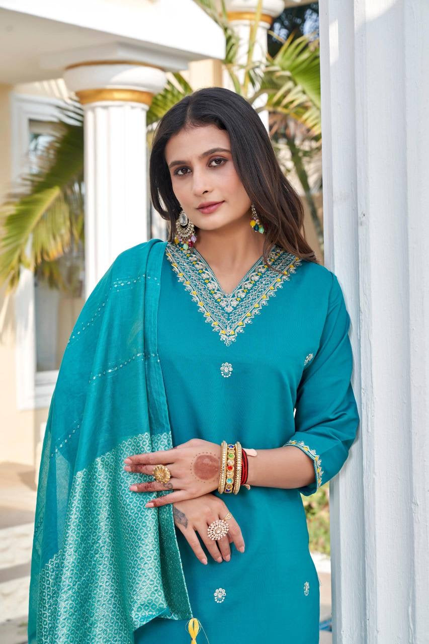 Seagreen Floral Kurti Set