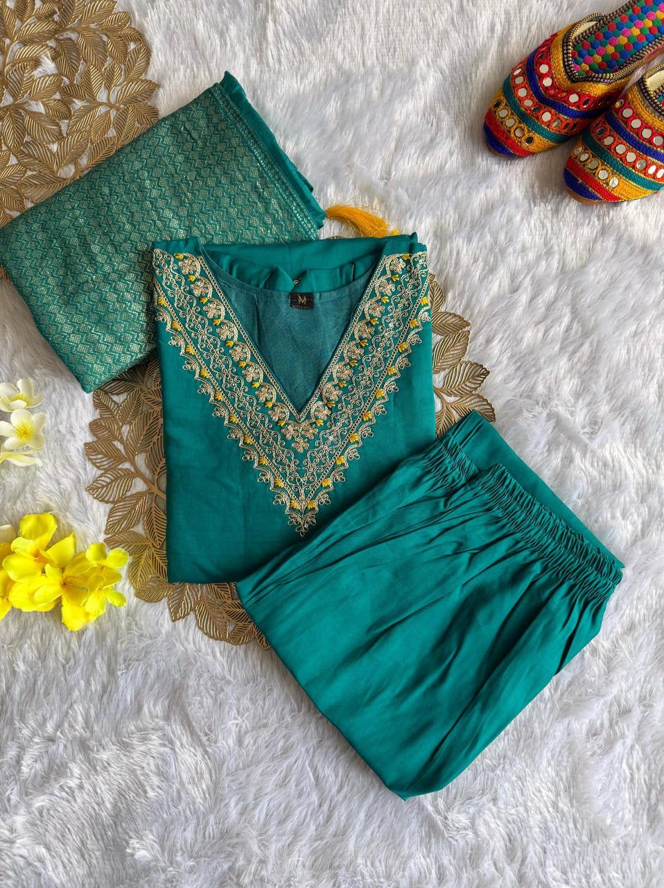 Seagreen Floral Kurti Set