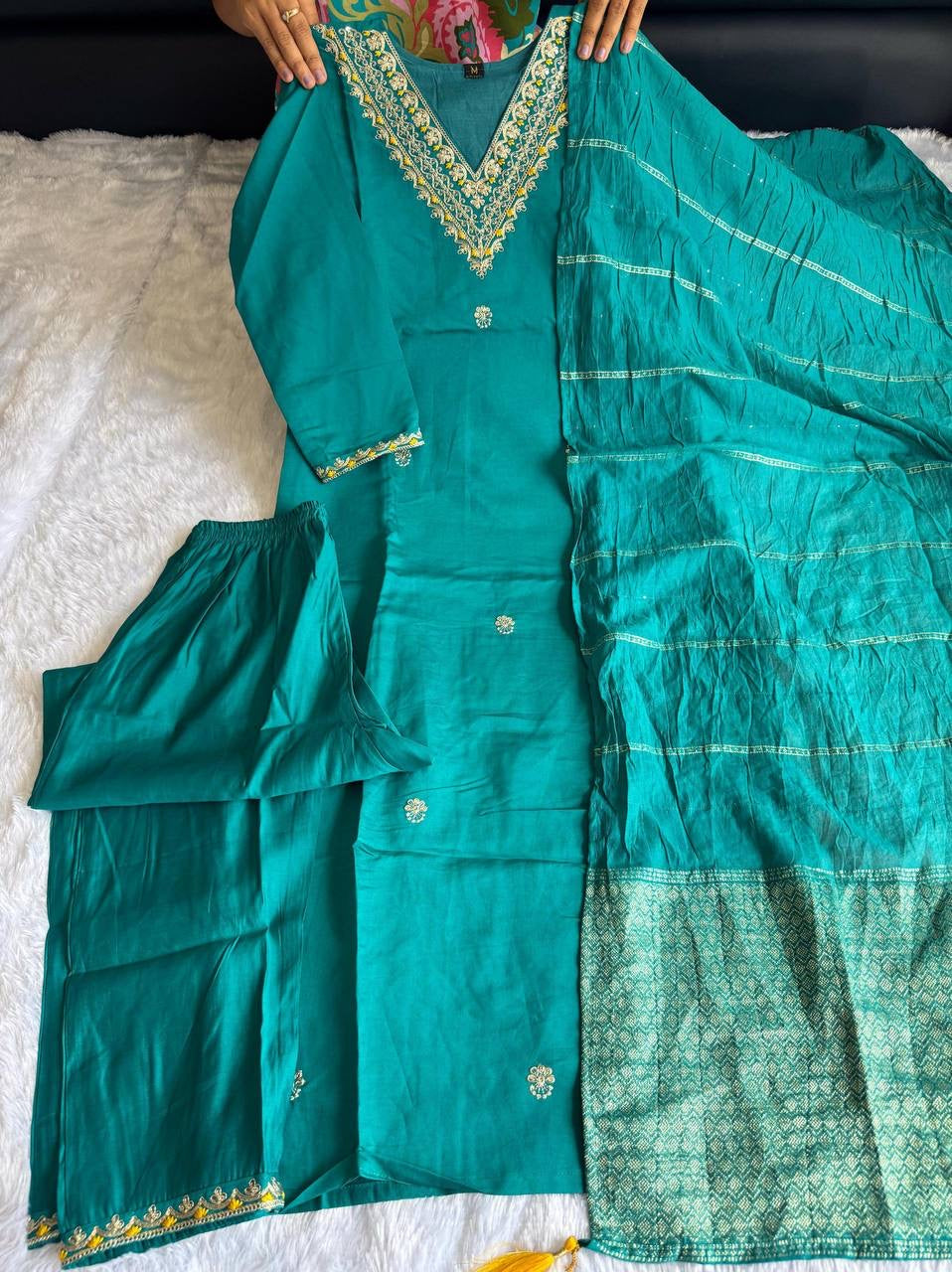 Seagreen Floral Kurti Set