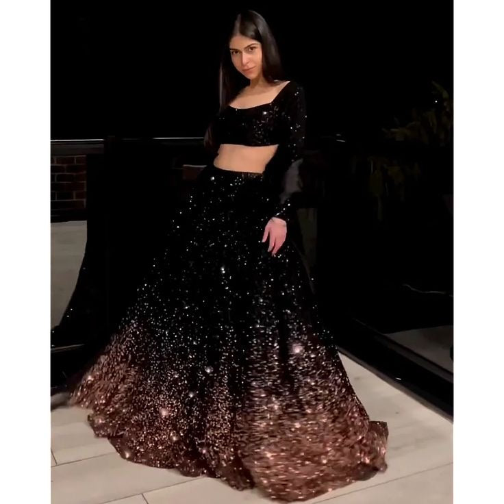 Black copper lehenga