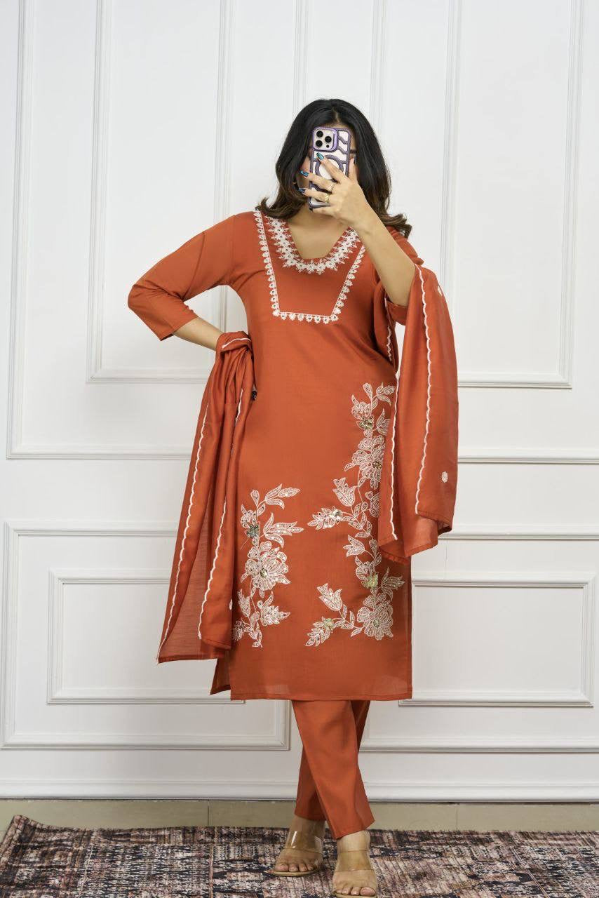 Orange Kurti Set