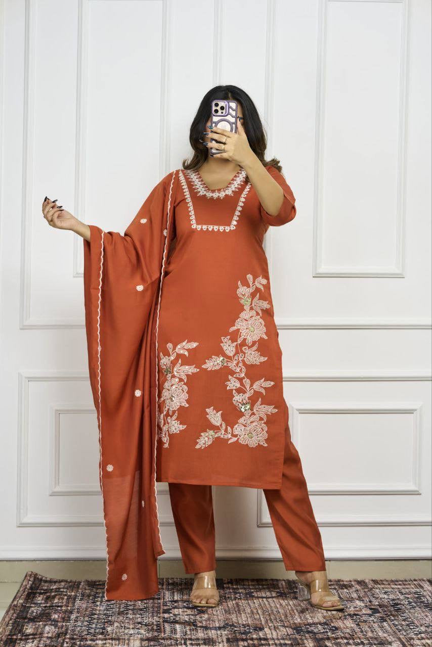 Orange Kurti Set