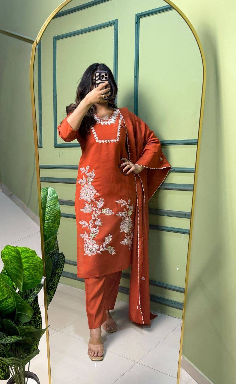 Orange Kurti Set