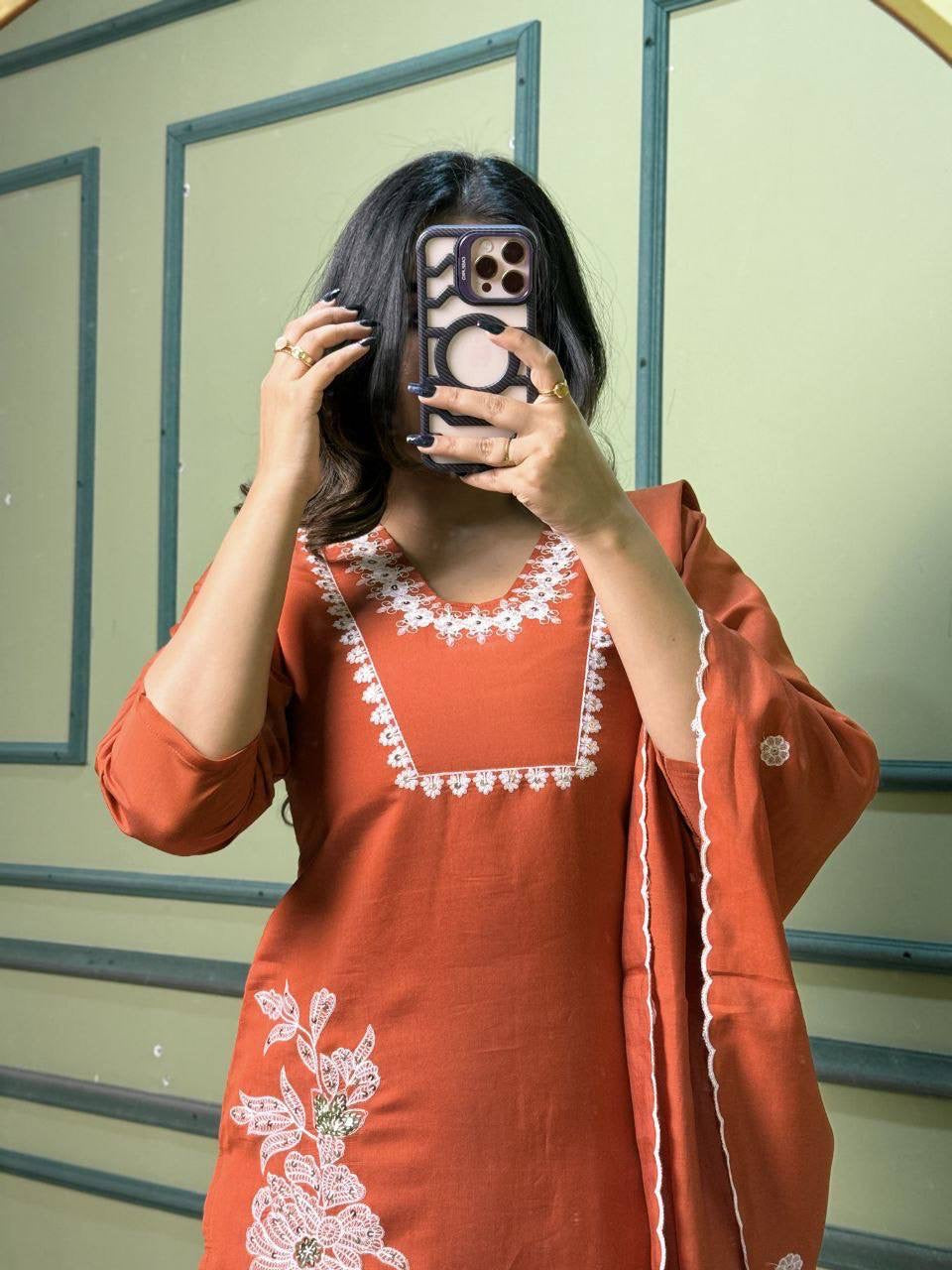 Orange Kurti Set