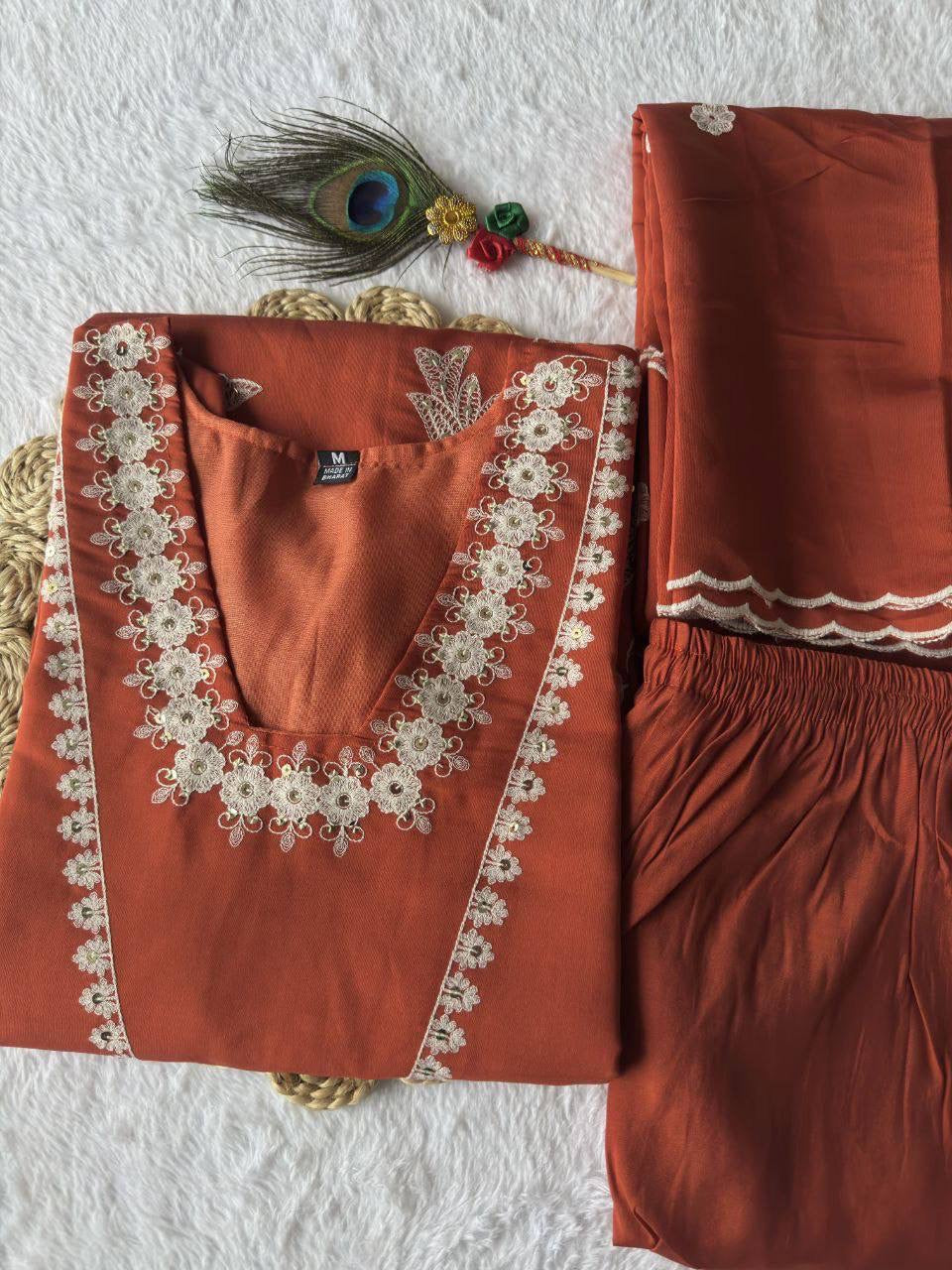 Orange Kurti Set