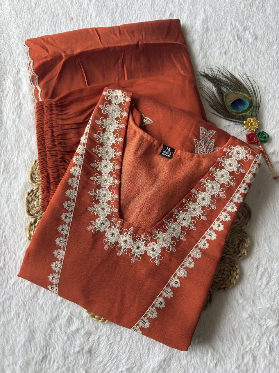 Orange Kurti Set