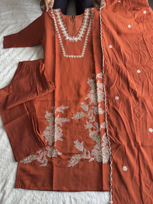 Premium Orange Kurti Set