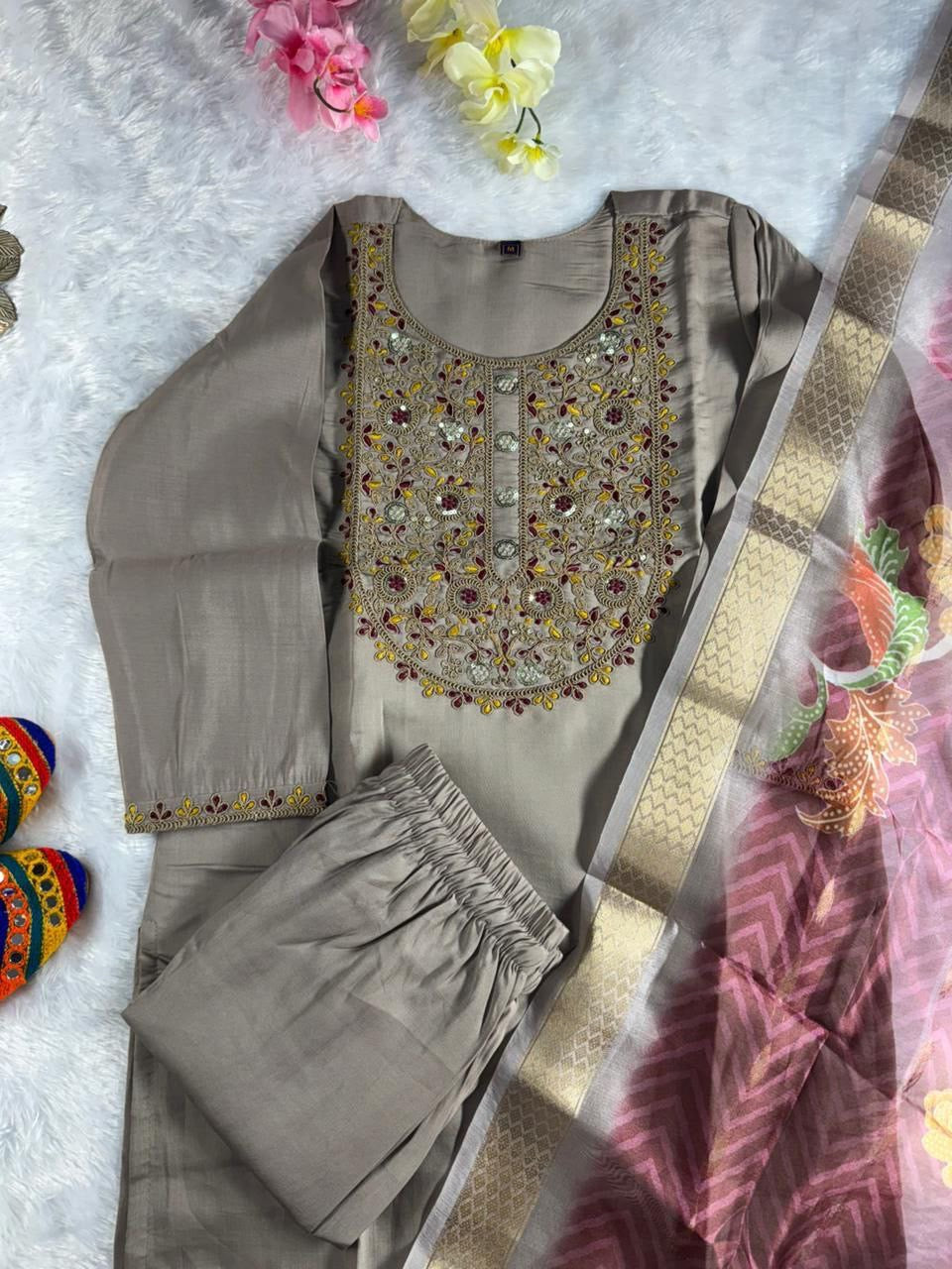 Grey Comfy Kurti Set