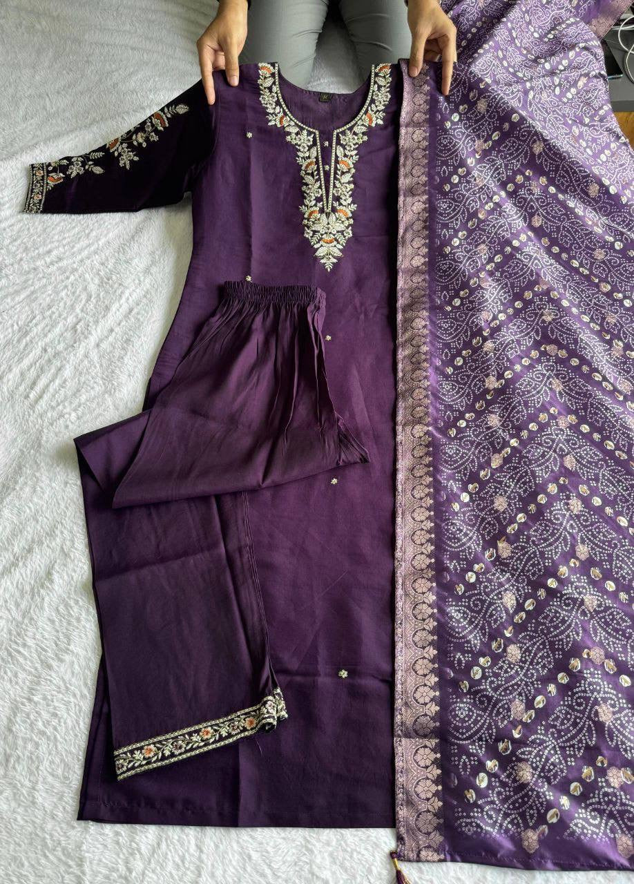 Dark Purple Kurti Set