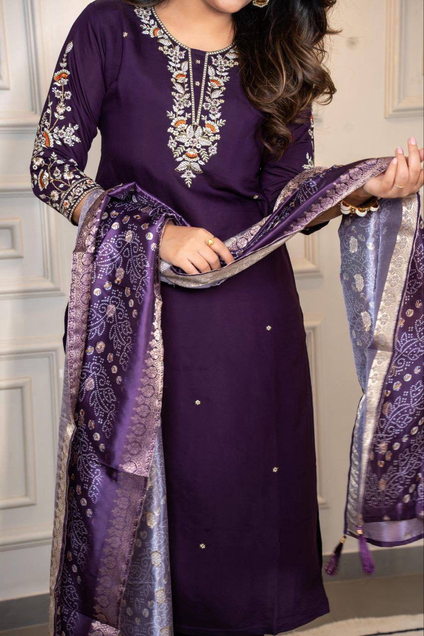 Dark Purple Kurti Set