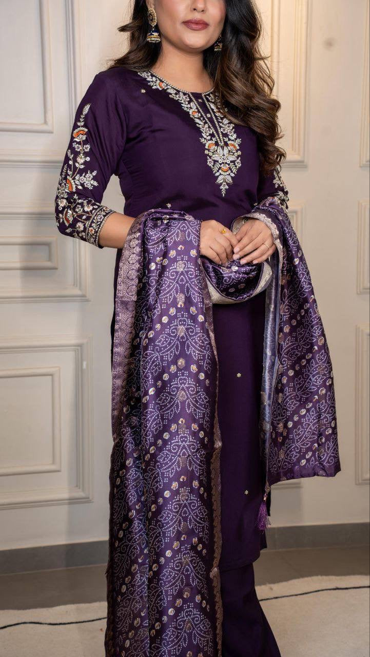 Dark Purple Kurti Set
