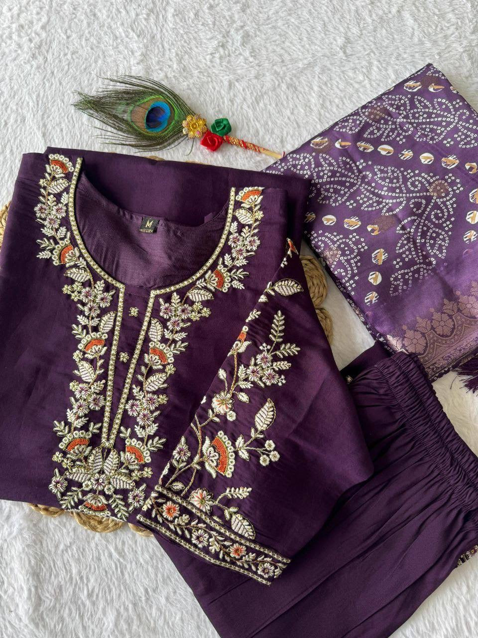 Dark Purple Kurti Set