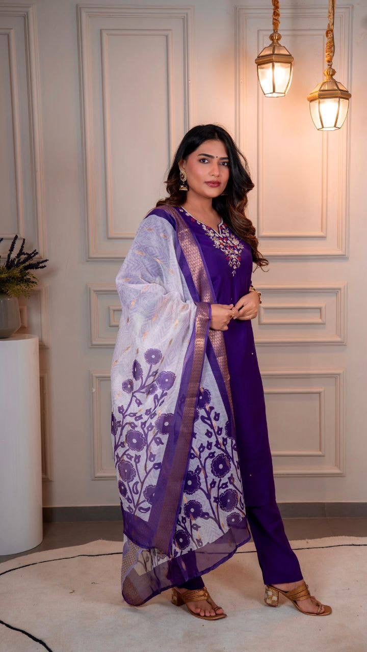 Dark Purple Kurti Set