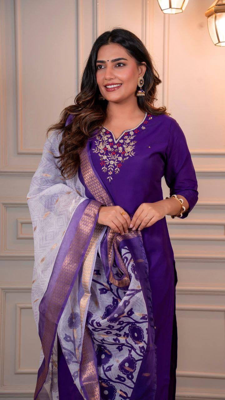 Dark Purple Kurti Set
