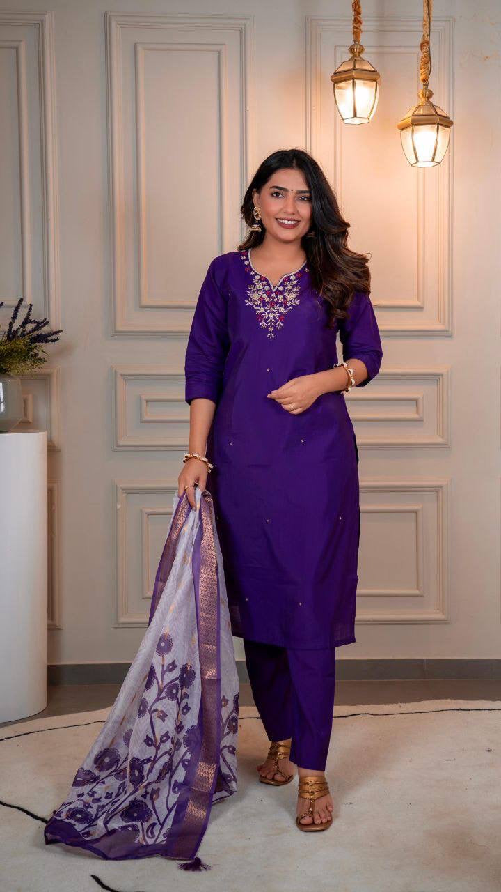Dark Purple Kurti Set