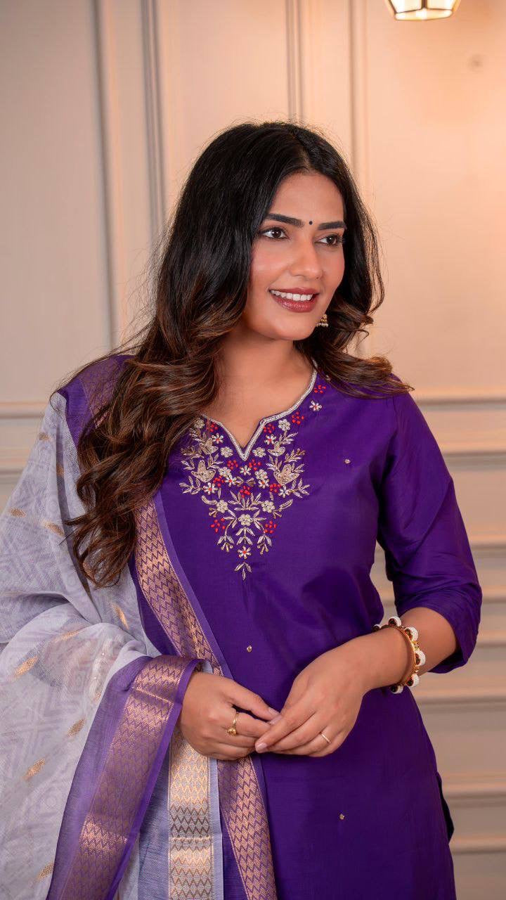 Dark Purple Kurti Set