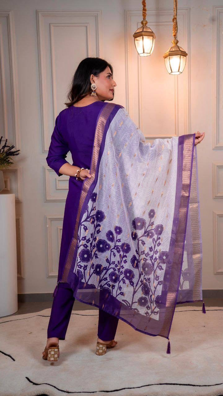 Dark Purple Kurti Set