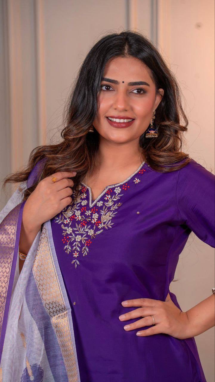 Dark Purple Kurti Set