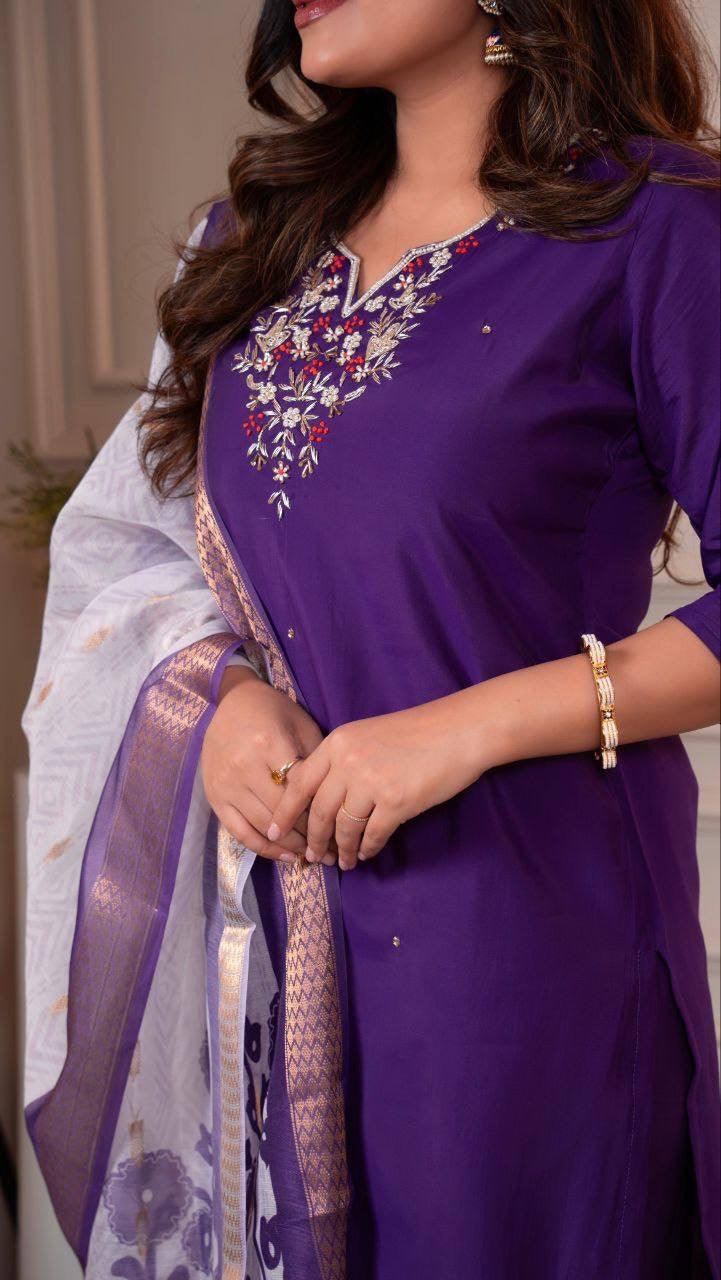 Dark Purple Kurti Set