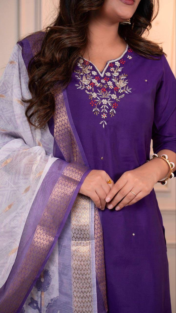 Dark Purple Kurti Set