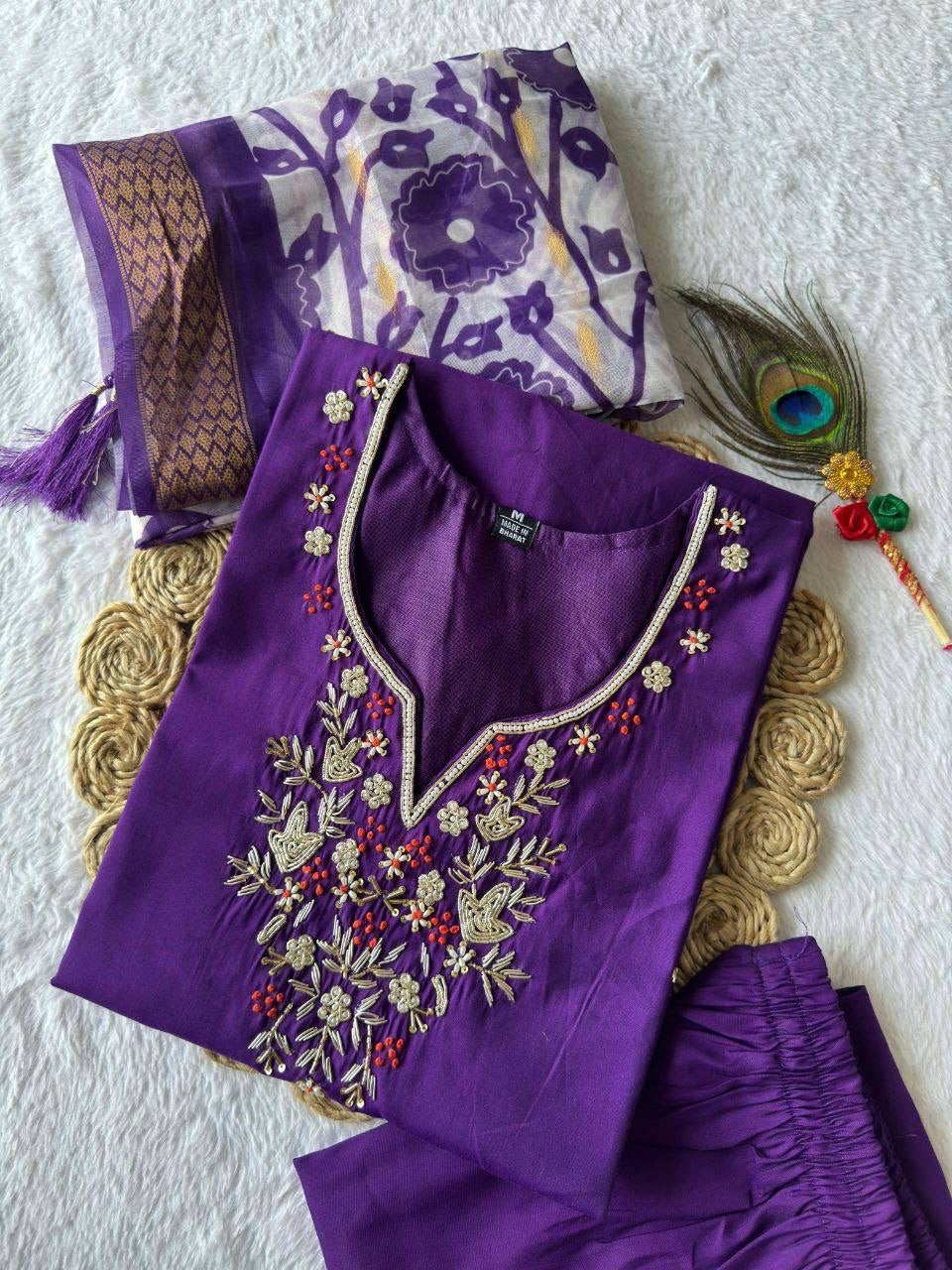 Dark Purple Kurti Set
