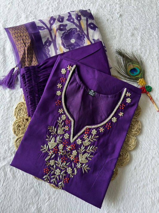 Dark Purple Kurti Set