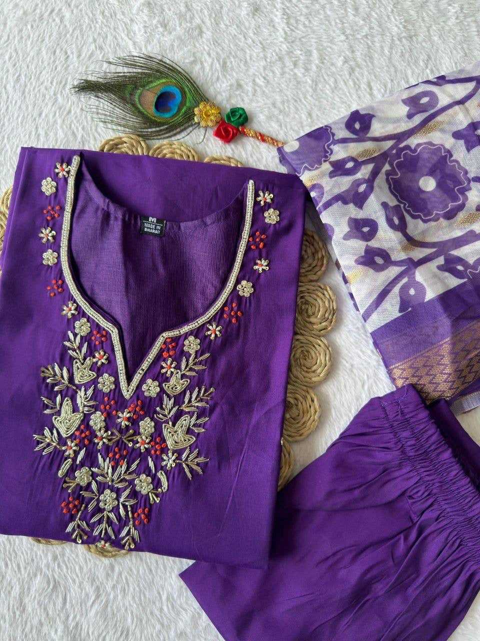 Dark Purple Kurti Set