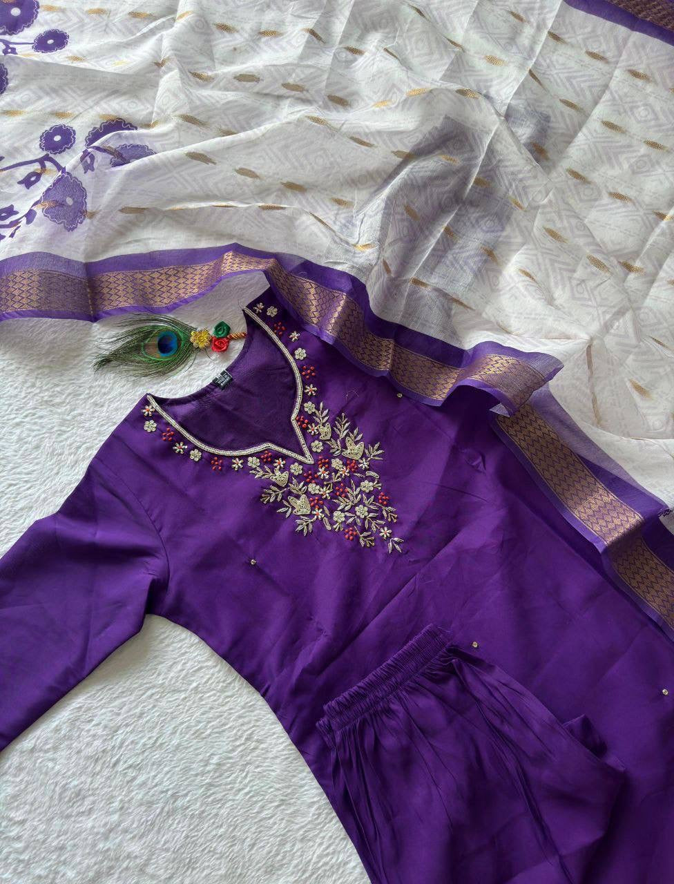 Dark Purple Kurti Set