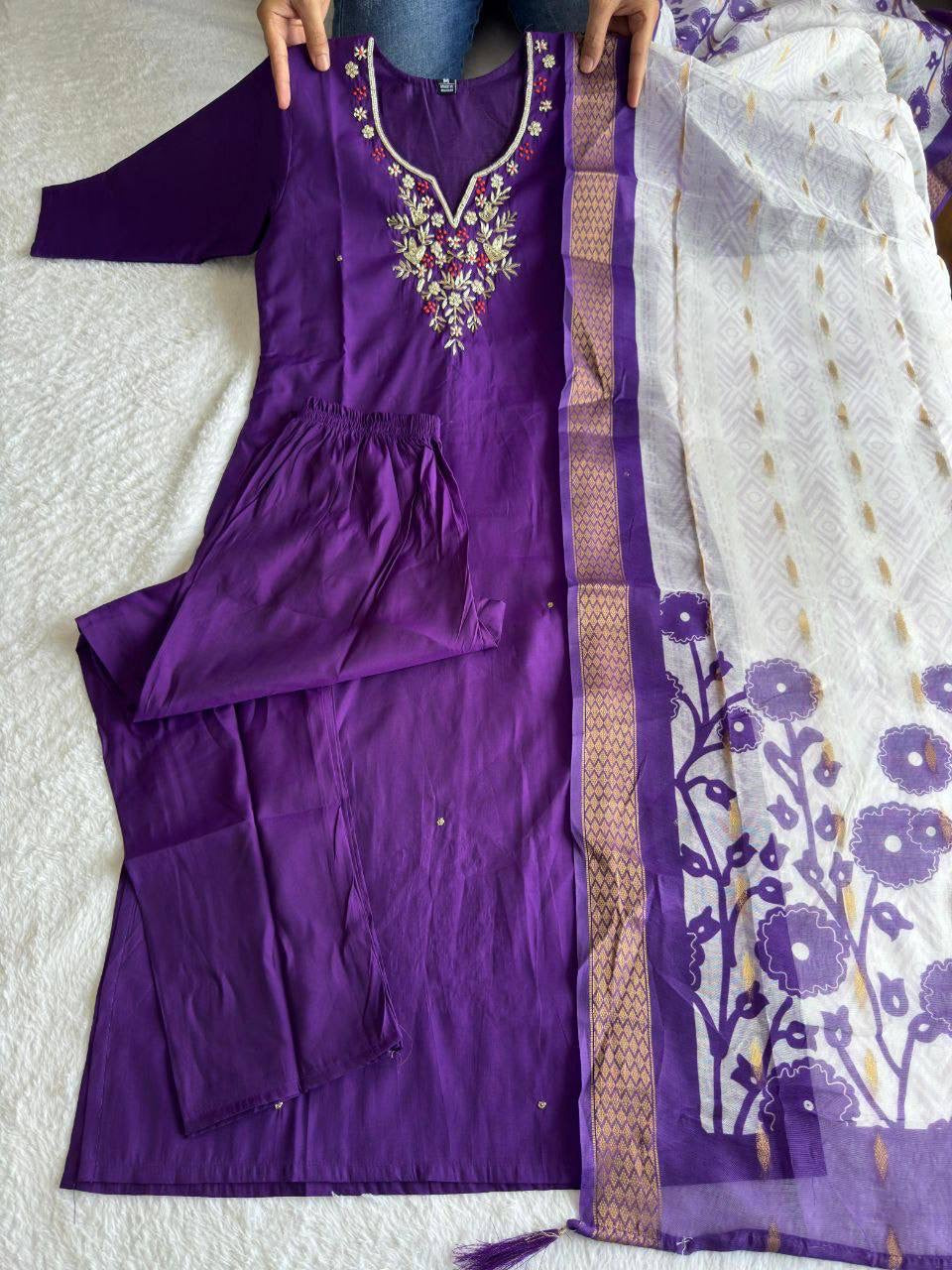 Dark Purple Kurti Set