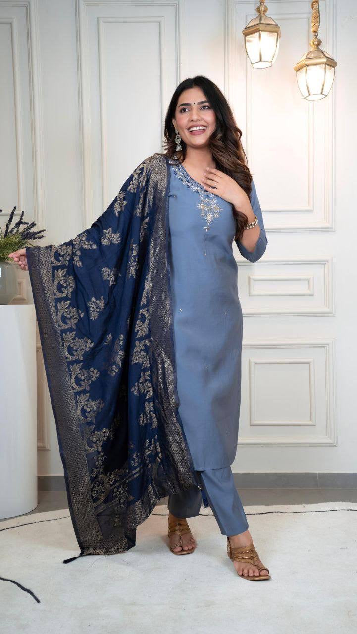 Dusty Blue Comfy Kurti Set