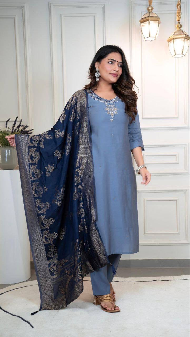 Dusty Blue Comfy Kurti Set